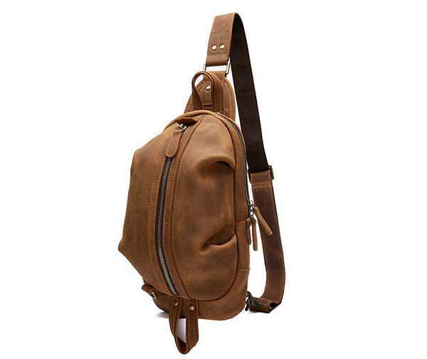 DEEPKEE original nubuck handmade full-grain genuine leather cowhide bag DEEPKEE Original 12’ Leather Chest Bag #A1026