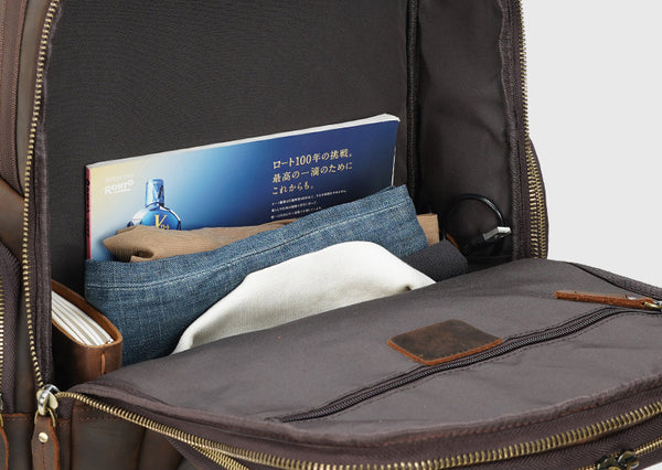 DEEPKEE original nubuck handmade full-grain genuine leather cowhide bag Deepkee Full-grain Leather Large Capacity Travel Cowhide Backpack #3709