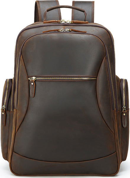 DEEPKEE original nubuck handmade full-grain genuine leather cowhide bag Deepkee Full-grain Leather Large Capacity Travel Cowhide Backpack #3709