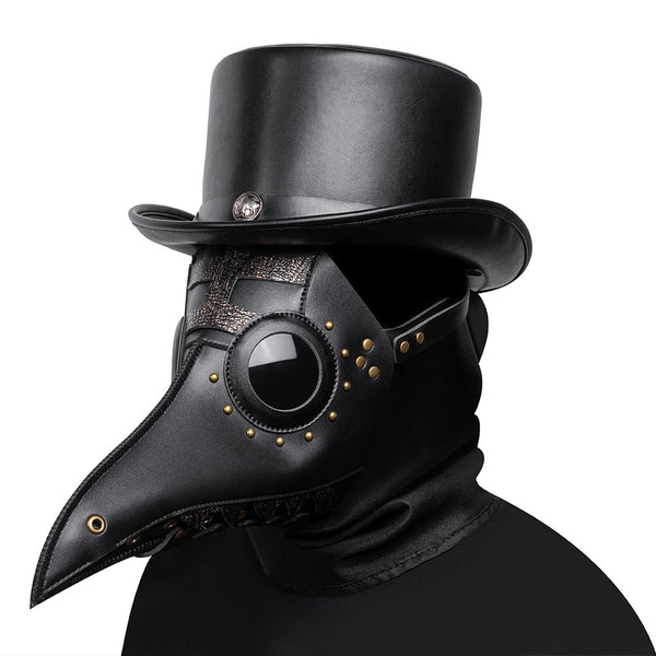 DEEPKEE original nubuck handmade full-grain genuine leather cowhide bag Punk Halloween Plague Doctor Mask Headgear #FPBM059