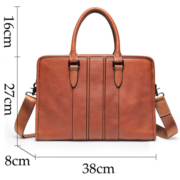 DEEPKEE original nubuck handmade full-grain genuine leather cowhide bag Vegetable Tanned Cowhide Leather Briefcase for laptop No.30046