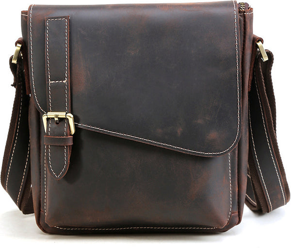 DEEPKEE original nubuck handmade full-grain genuine leather cowhide bag DEEPKEE Leather Side Bag 10 inches Messenger Bag P2112FS