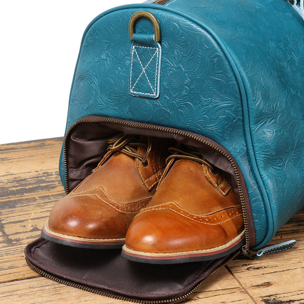 DEEPKEE original nubuck handmade full-grain genuine leather cowhide bag The Kenai Embossed Texture Luggage #30009