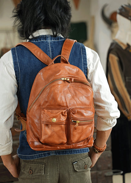 DEEPKEE original nubuck handmade full-grain genuine leather cowhide bag Deepkee Leather Horsehide or Sheephide Backpack #31005_1