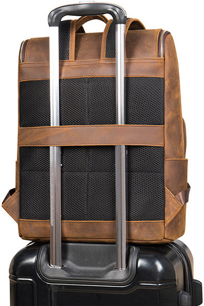 DEEPKEE original nubuck handmade full-grain genuine leather cowhide bag Octavius Outdoor Multifunctional Backpack No.7422