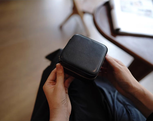 DEEPKEE original nubuck handmade full-grain genuine leather cowhide bag Refined Mini Jewelry Box #D11796