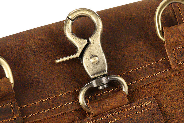 DEEPKEE original nubuck handmade full-grain genuine leather cowhide bag Leather Belt Pouch Cool Mini Shoulder Belt Bags No.3133