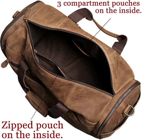 DEEPKEE original nubuck handmade full-grain genuine leather cowhide bag DEEPKEE LEATHER | Craig Retro Luggage Bag No.1219_2