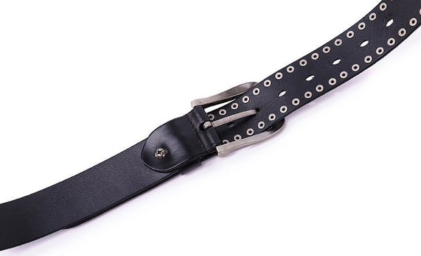 DEEPKEE original nubuck handmade full-grain genuine leather cowhide bag Roman Skull Totem Belt #191012