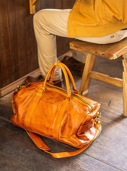 DEEPKEE original nubuck handmade full-grain genuine leather cowhide bag Weekender Bag LB6759