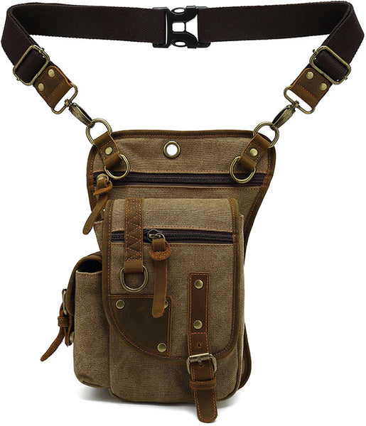 DEEPKEE original nubuck handmade full-grain genuine leather cowhide bag Outdoor Cycling Leg Bag #6001