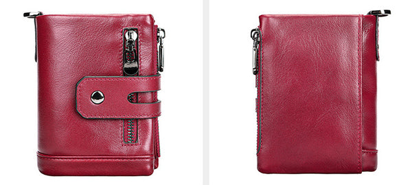 DEEPKEE original nubuck handmade full-grain genuine leather cowhide bag DEEPKEE Leather Bifold Chain Wallet 7515