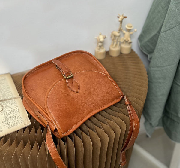 DEEPKEE original nubuck handmade full-grain genuine leather cowhide bag Leather Saddle Satchel Bag #1109