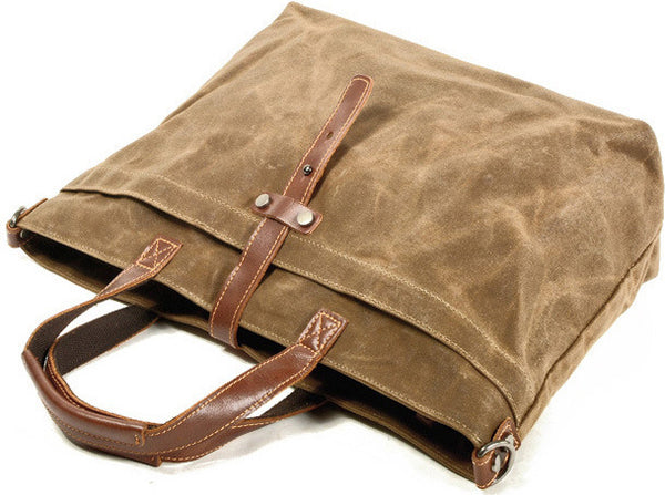 DEEPKEE original nubuck handmade full-grain genuine leather cowhide bag Deepkee Handmade Oil waxed canvas&leather simple tote bag #9706