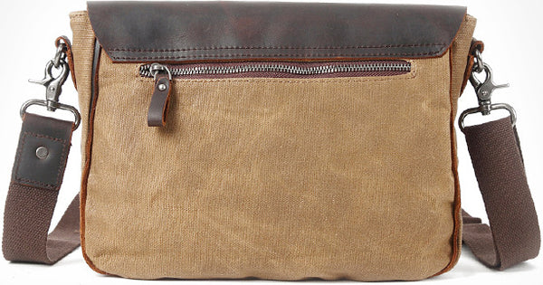 DEEPKEE original nubuck handmade full-grain genuine leather cowhide bag Waxed Canvas Messenger Side Bag #9110