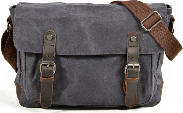 DEEPKEE original nubuck handmade full-grain genuine leather cowhide bag Handmade Leather Canvas Courier Bag# 6027