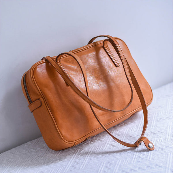 DEEPKEE original nubuck handmade full-grain genuine leather cowhide bag Original Vegetable Tanned Cowhide Niche Shoulder Armpit Bag Handbag Replica handbag. #19133