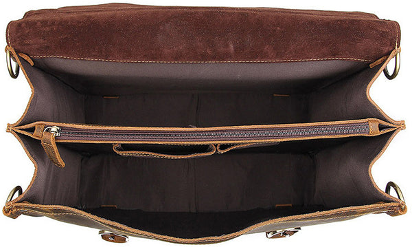 DEEPKEE original nubuck handmade full-grain genuine leather cowhide bag WILD CRAZY HORSE COWHIDE LEATHER BRIEFCASE #7370R