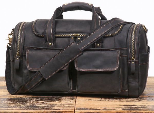 DEEPKEE original nubuck handmade full-grain genuine leather cowhide bag The Cambridge Travel Luggage Bag #0571-1