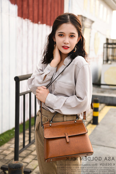 DEEPKEE original nubuck handmade full-grain genuine leather cowhide bag Cowhide Satchel Bag for Outgoing #6975-D