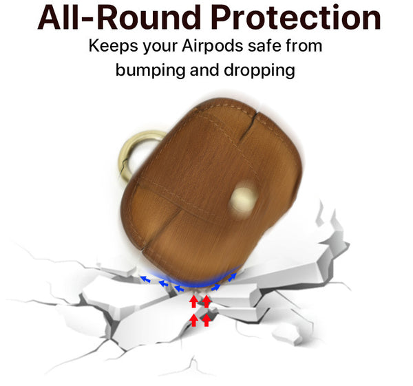 DEEPKEE original nubuck handmade full-grain genuine leather cowhide bag Personalized Leather AirPods Pro Case Custom Leather 1/2 AirPods Case Airpod Case Cover