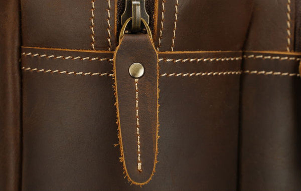 DEEPKEE original nubuck handmade full-grain genuine leather cowhide bag DEEPKEE Handcrafted Leather Commuter Cowhide Backpack #P3594BSD