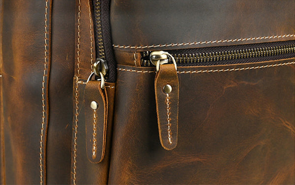 DEEPKEE original nubuck handmade full-grain genuine leather cowhide bag Leather Satchel Backpack #1430