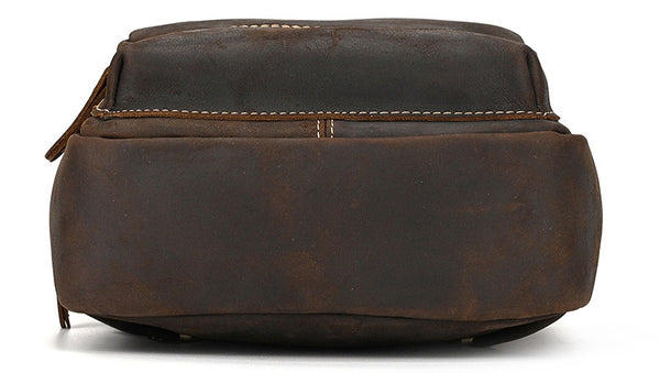 DEEPKEE original nubuck handmade full-grain genuine leather cowhide bag Leather Mens Cool Sling Bag Crossbody Bag Chest Bag for men #9456