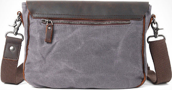 DEEPKEE original nubuck handmade full-grain genuine leather cowhide bag Waxed Canvas Messenger Side Bag #9110