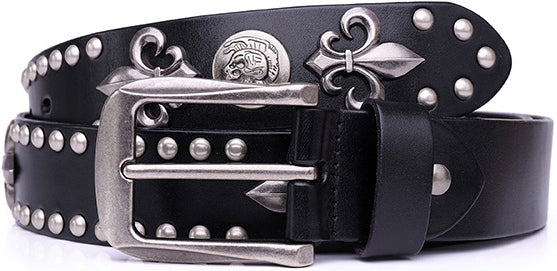 DEEPKEE original nubuck handmade full-grain genuine leather cowhide bag Roman Skull Totem Belt #191012