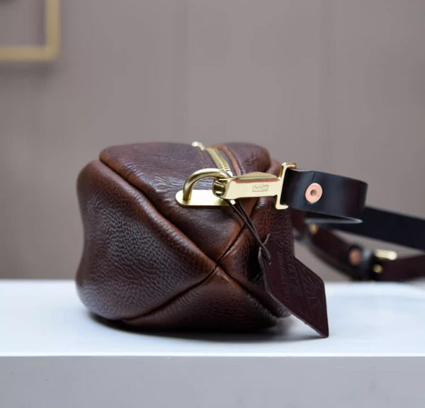 DEEPKEE original nubuck handmade full-grain genuine leather cowhide bag Fashionable Handmade Leather Chest Bag Sling Bag Sling Pack #604272