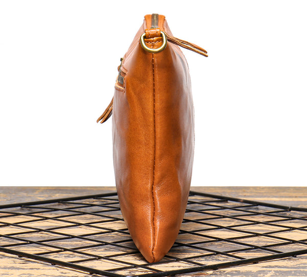 DEEPKEE original nubuck handmade full-grain genuine leather cowhide bag DEEPKEE Handmde Leather Slim Clutch Wallet Wristlet Purse #75022