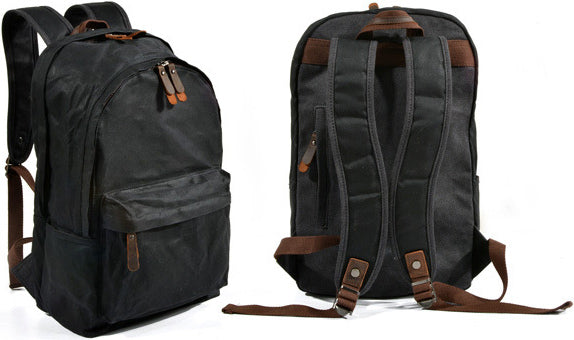 DEEPKEE original nubuck handmade full-grain genuine leather cowhide bag Deepkee Handmade Leather&Waxed-Canvas Weekend Travel Backpack #6023