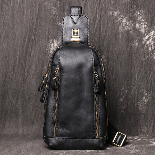 DEEPKEE original nubuck handmade full-grain genuine leather cowhide bag Packers Close-fitting Chest Bag No.30248