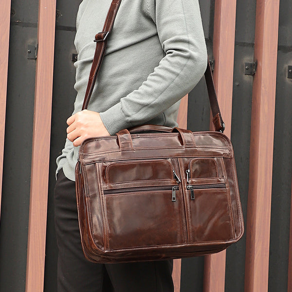 DEEPKEE original nubuck handmade full-grain genuine leather cowhide bag The DEEPKEE Executive attaché case #7093C