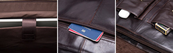 DEEPKEE original nubuck handmade full-grain genuine leather cowhide bag DEEPKEE® HANDMADE LEATHER BRIEFCASE #8942