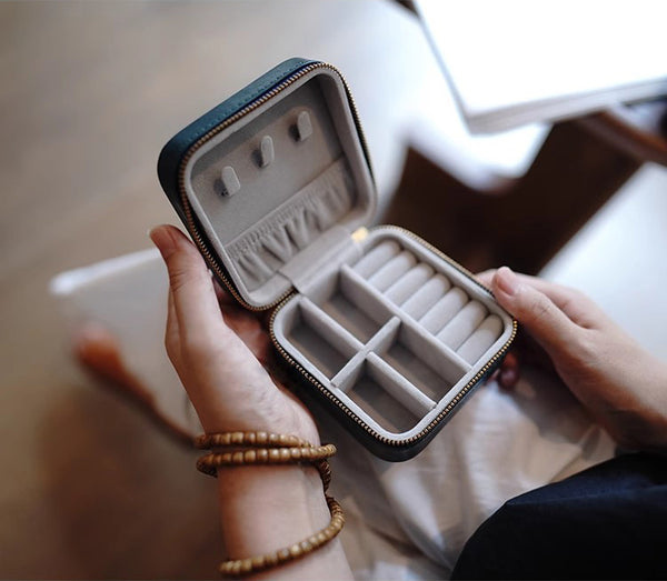 DEEPKEE original nubuck handmade full-grain genuine leather cowhide bag Refined Mini Jewelry Box #D11796