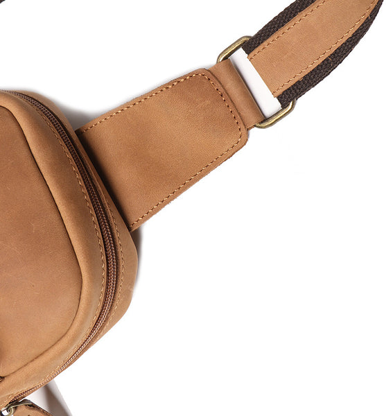 DEEPKEE original nubuck handmade full-grain genuine leather cowhide bag Baldwin Unisex Sling Bag No.30011