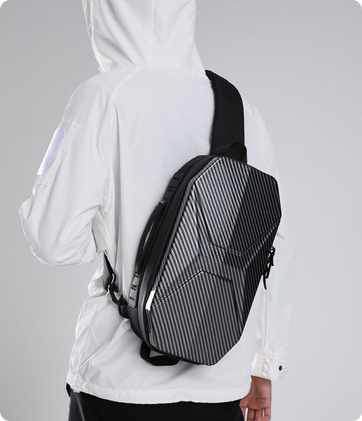 DEEPKEE original nubuck handmade full-grain genuine leather cowhide bag Sling Bag Hard Shell Crossbody Bag Waterproof Short Trip USB Charging Port Teenage 10L No.9509