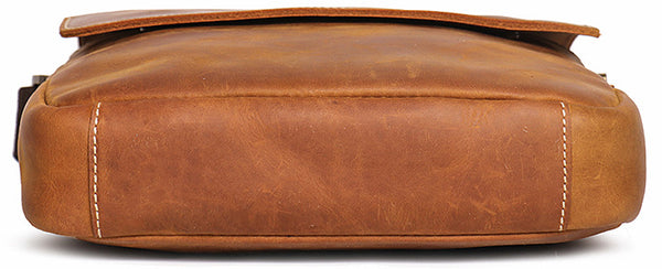 DEEPKEE original nubuck handmade full-grain genuine leather cowhide bag Best DEEPKEE Brown Leather Vertical Side Bag Courier Bag Messenger Bag 30023