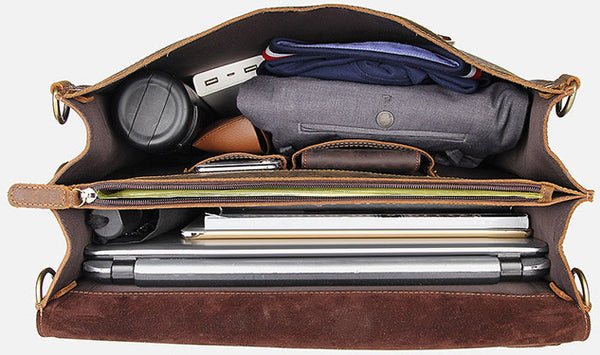 DEEPKEE original nubuck handmade full-grain genuine leather cowhide bag WILD CRAZY HORSE COWHIDE LEATHER BRIEFCASE #7370R