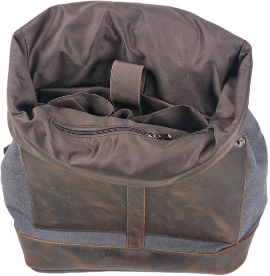 DEEPKEE original nubuck handmade full-grain genuine leather cowhide bag Deepkee®handmade Canvas&leather Roll Top Expansion Backpack No.5118