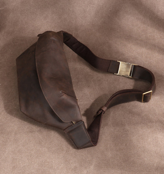 DEEPKEE original nubuck handmade full-grain genuine leather cowhide bag Leather Fanny Packs Waist Bag #2021