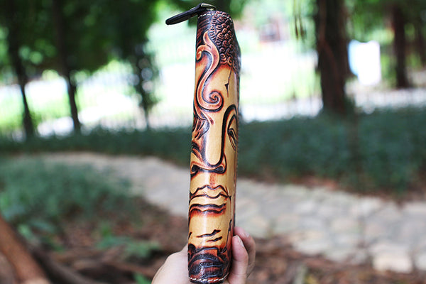 DEEPKEE original nubuck handmade full-grain genuine leather cowhide bag Deepkee Cowhide Carved Japanese Wallet #23790