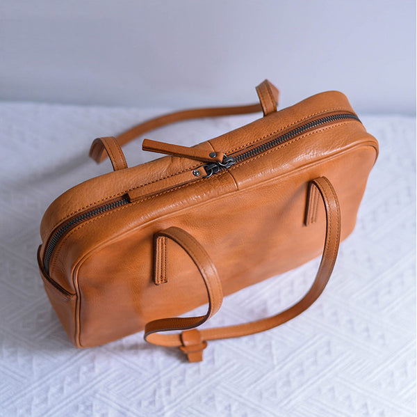 DEEPKEE original nubuck handmade full-grain genuine leather cowhide bag Original Vegetable Tanned Cowhide Niche Shoulder Armpit Bag Handbag Replica handbag. #19133