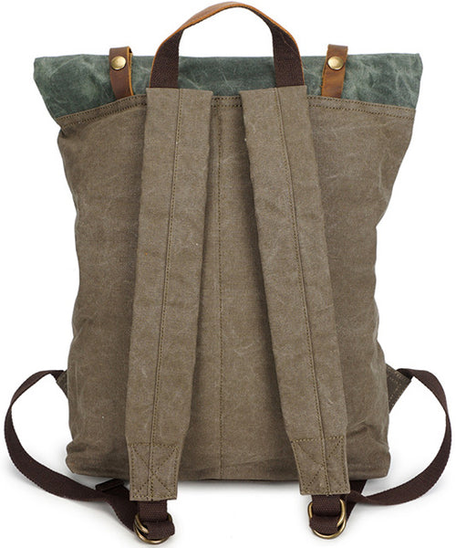 DEEPKEE original nubuck handmade full-grain genuine leather cowhide bag Deepkee Retro Travel Canvas Backpack #5191_1