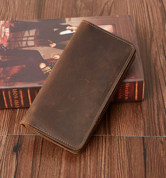 DEEPKEE original nubuck handmade full-grain genuine leather cowhide bag The Long Wallet #2043