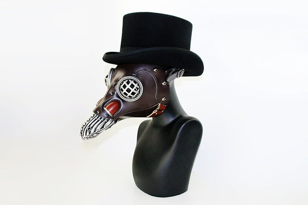 DEEPKEE original nubuck handmade full-grain genuine leather cowhide bag Steampunk Plague Bird Beak Doctor Mask #HG104