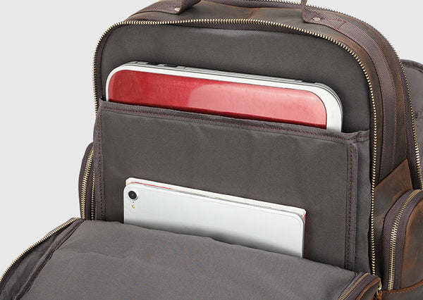 DEEPKEE original nubuck handmade full-grain genuine leather cowhide bag Deepkee Full-grain Leather Large Capacity Travel Cowhide Backpack #3709