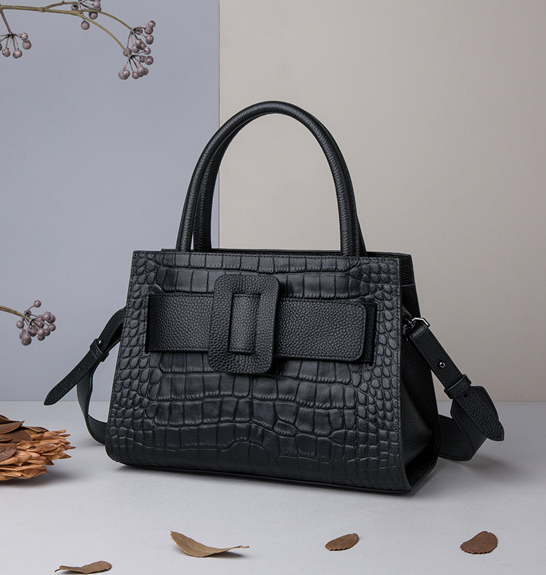 DEEPKEE original nubuck handmade full-grain genuine leather cowhide bag DEEPKEE-鱷魚紋 6111-D號